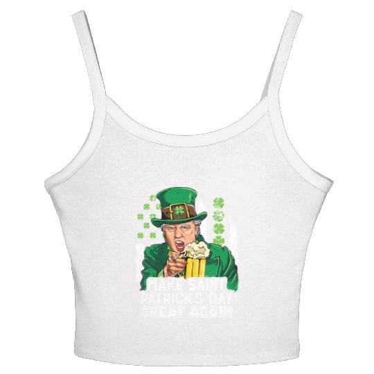 Funny Trump 2024 Make St Patrick's Day Great Again Women's Spaghetti Strap Tank Top