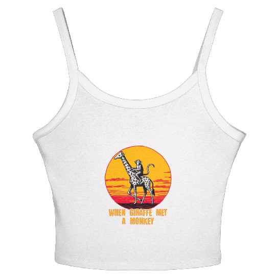 When Giraffe Met a Monkey Women's Spaghetti Strap Tank Top