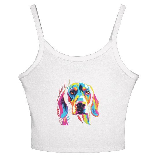 Watercolor Colorful Treeing Walker Coonhound Women's Spaghetti Strap Tank Top