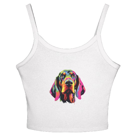 Watercolor Colorful Black And Tan Coonhound Women's Spaghetti Strap Tank Top