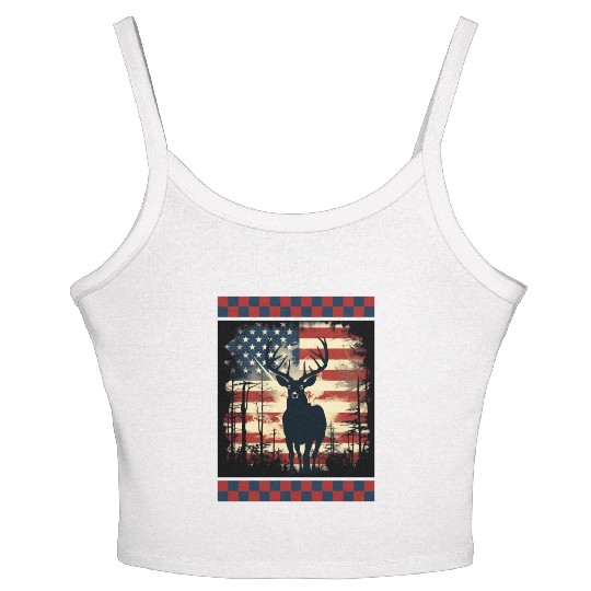 Ripped American Flag Woodland Camo Underlayer Women's Spaghetti Strap Tank Top