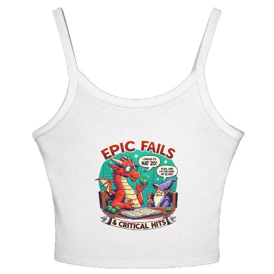 Dragon & Wizard Epic Fails D&D Pen & Paper Women's Spaghetti Strap Tank Top