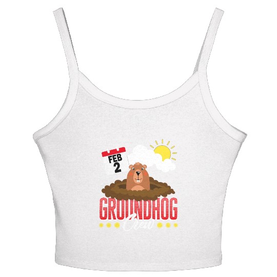 Groundhog Women's Spaghetti Strap Tank Top, Groundhog Crew Predicting Spring