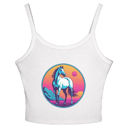 Synthwave Horse 3 Women's Spaghetti Strap Tank Top