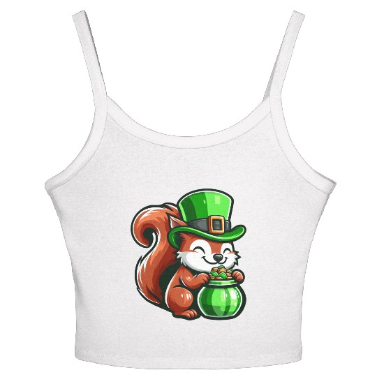 St. Patrick's Day Cute Squirrel Comic Design Women's Spaghetti Strap Tank Top