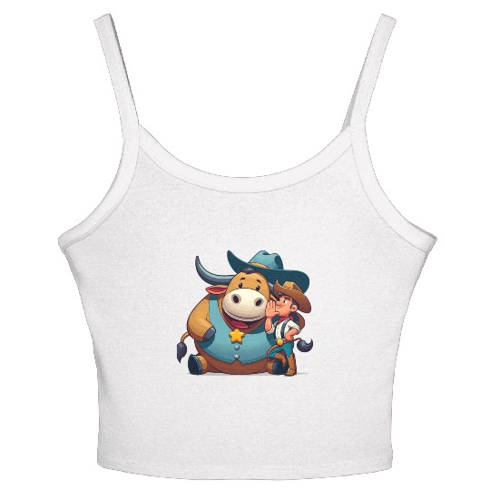Rodeo Bull Riding Livestock Show Farmer Cattle Women's Spaghetti Strap Tank Top