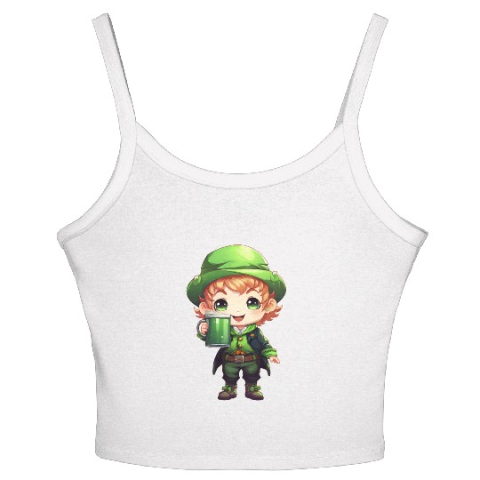 Green Beer on St Patricks Day Women's Spaghetti Strap Tank Top