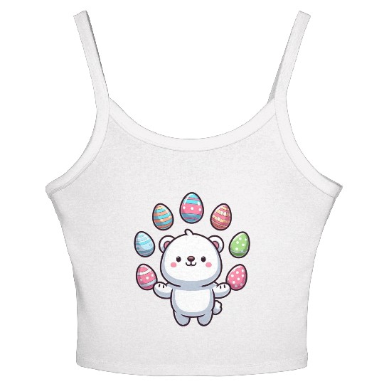 Cartoon Polar Bear Easter Egg Design Women's Spaghetti Strap Tank Top