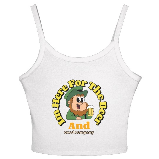 im here for the beer and good company Women's Spaghetti Strap Tank Top