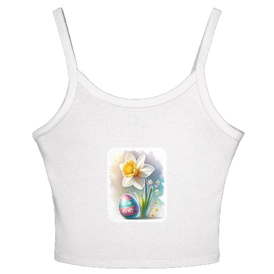 A Beautiful Daffodil With an Easter Egg Women's Spaghetti Strap Tank Top