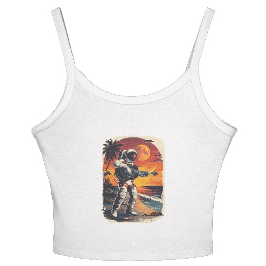 Astronaut Guitar Player Space Music Lover Women's Spaghetti Strap Tank Top