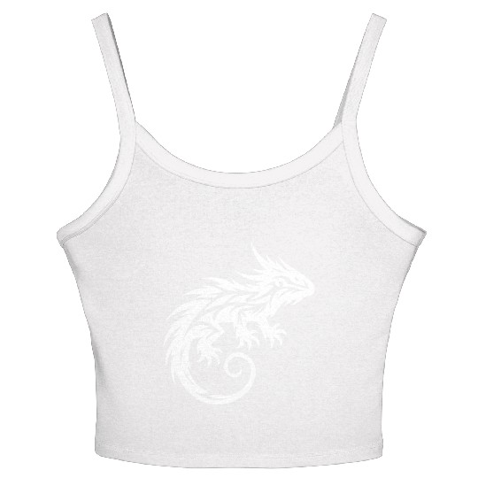 Shaggy Bearded Dragon Tribal Dragon Tattoo Women's Spaghetti Strap Tank Top