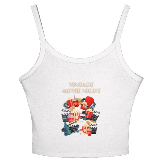 Popcorn Vintage Movie Night Women's Spaghetti Strap Tank Top
