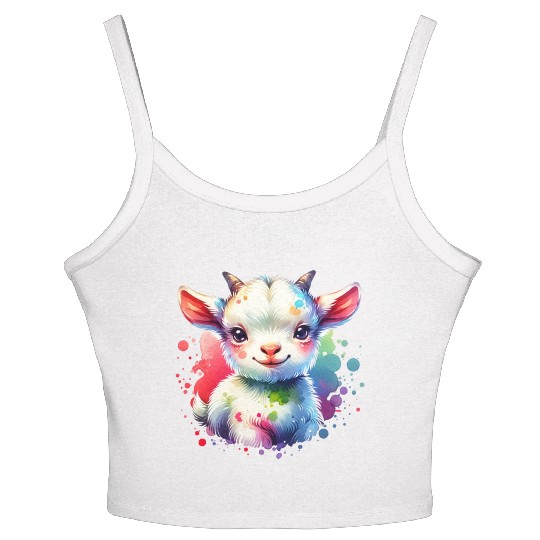 Cute Goat Lover Farm Animal Lamb Enthusiast Design Women's Spaghetti Strap Tank Top