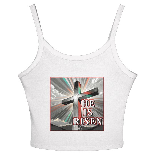 Cross, He is Risen - 2 Women's Spaghetti Strap Tank Top
