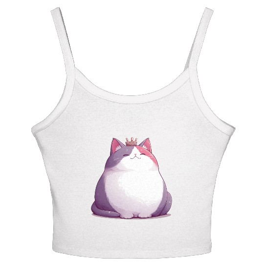 Chunky Kawaii Cat Queen Women's Spaghetti Strap Tank Top