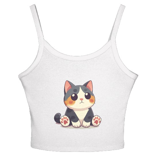 Super Cute Kawaii Cat Women's Spaghetti Strap Tank Top