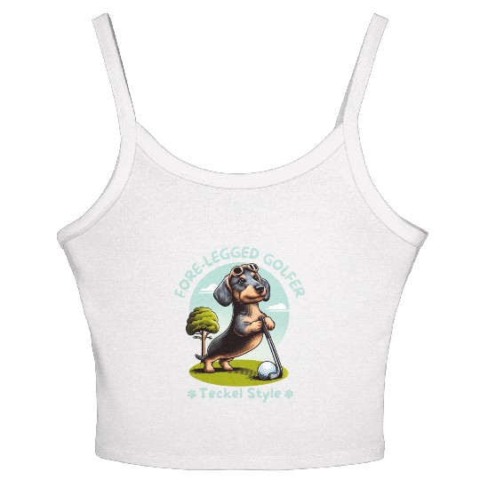 Cute Teckel, dachshund lover and golfers Women's Spaghetti Strap Tank Top
