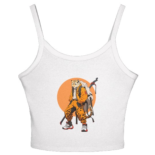 Ninja Samurai Katana Sword Cheetah Manga Women's Spaghetti Strap Tank Top