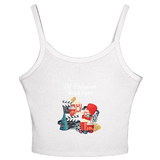 Popcorn Vintage Movie Night Women's Spaghetti Strap Tank Top