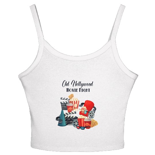 Popcorn Vintage Movie Night Women's Spaghetti Strap Tank Top