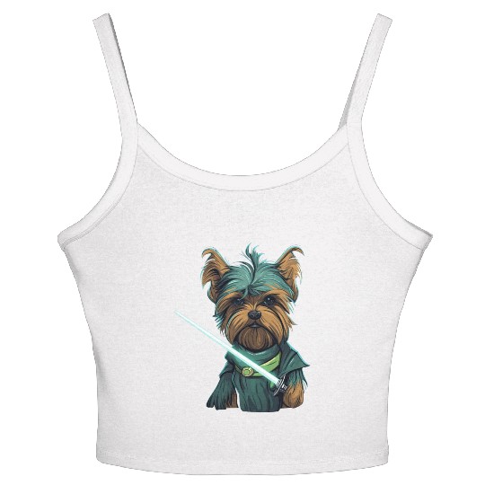 Yorkie with Lightsword Women's Spaghetti Strap Tank Top