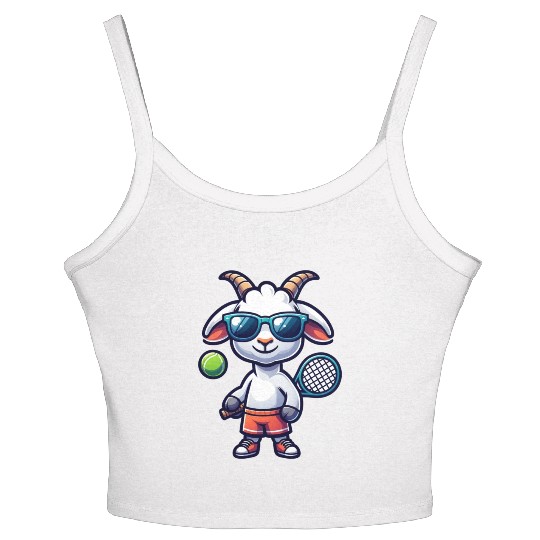 Goat Tennis Player Court Match Design Women's Spaghetti Strap Tank Top