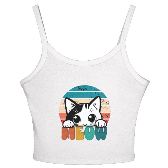 Cat with Funny Sayings for Unisex Women's Spaghetti Strap Tank Top