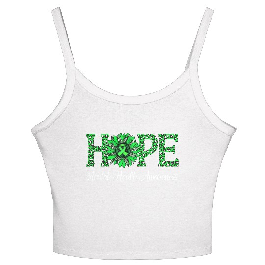 Sunflower Hope Mental Health Awareness Green Women's Spaghetti Strap Tank Top
