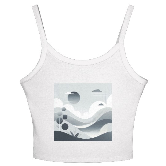 "Tranquil Monochrome Horizon" Women's Spaghetti Strap Tank Top