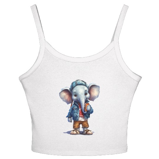 Cute Elephant Cartoon Women's Spaghetti Strap Tank Top