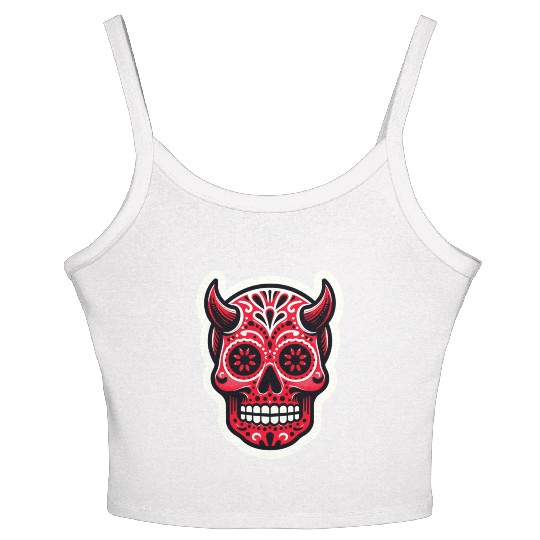 Adventurous Spirit: Daredevil Sugar Skull Women's Spaghetti Strap Tank Top