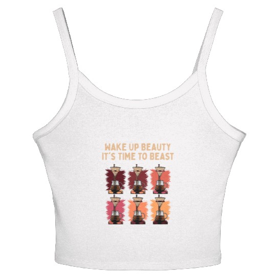 Beauty Time to Beast Workout Motivational Quote Women's Spaghetti Strap Tank Top