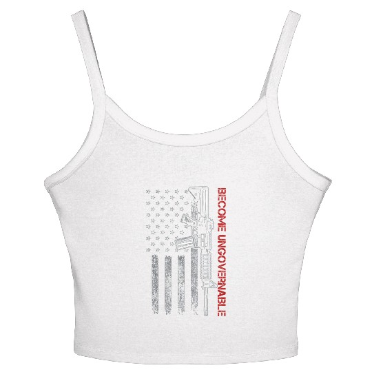 Become Ungovernable American USA Flag Women's Spaghetti Strap Tank Top
