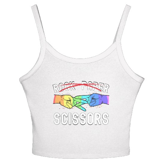 Lesbian Pride Rock Paper Scissors Funny LGBTQ Women's Spaghetti Strap Tank Top