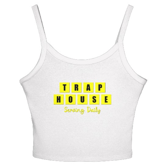 Trap House Serving Daily Black Waffle Women's Spaghetti Strap Tank Top