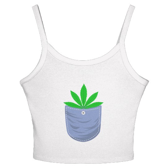 Jesting 420 Pocket Of Herb Weed Marijuana Design Women's Spaghetti Strap Tank Top