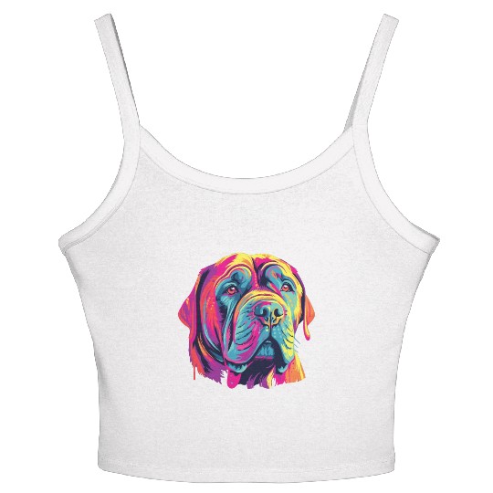 Watercolor Colorful Neapolitan Mastiff Women's Spaghetti Strap Tank Top