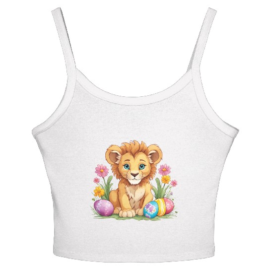 Easter Lion: Vibrant & Adorable Spring Design Women's Spaghetti Strap Tank Top