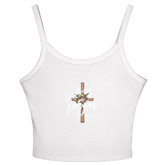 He Is Risen Matthew 28:6 Christian Jesus Is Risen Women's Spaghetti Strap Tank Top