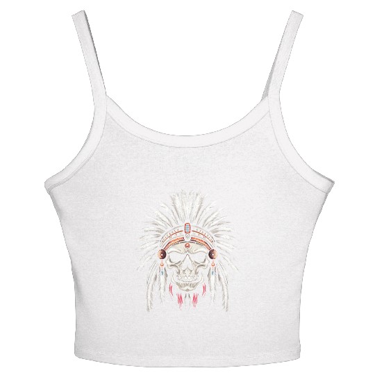 Indigenous Native American Skull Skull Head Women's Spaghetti Strap Tank Top