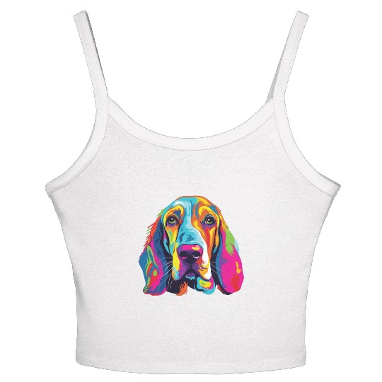 Watercolor Colorful Basset Hound Women's Spaghetti Strap Tank Top