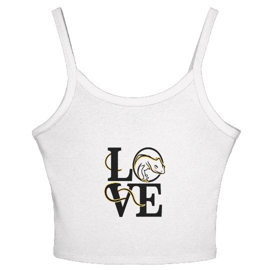 Love Crested Gecko Lizard Design Women's Spaghetti Strap Tank Top