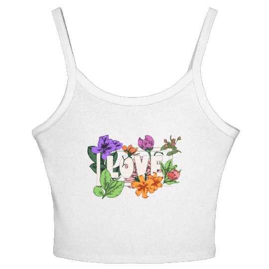 Valentines Day 14 February greeting Love flowers Women's Spaghetti Strap Tank Top