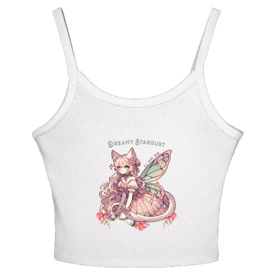 Enchanted Dreamy Stardust-A Cat Fairycore Fantasy Women's Spaghetti Strap Tank Top
