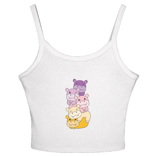 Trixic Flag Pride Lgbtq Cute Hippo Women's Spaghetti Strap Tank Top