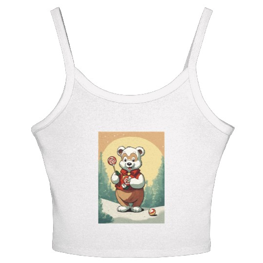 Cartoon cute teddy bear Women's Spaghetti Strap Tank Top