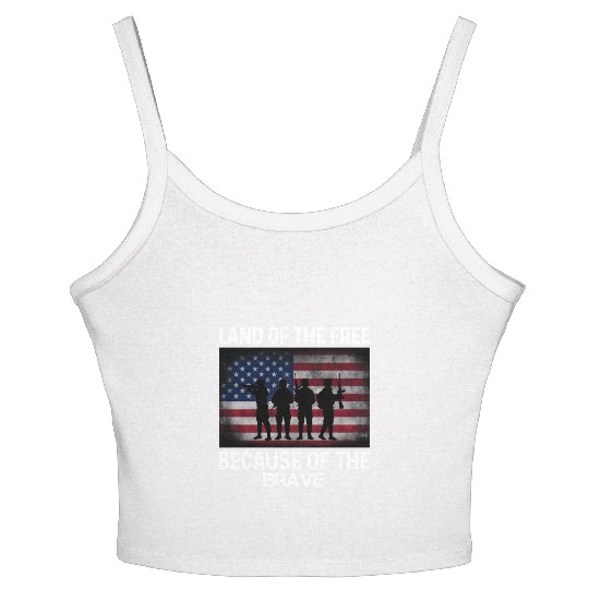 Land of the free because of the brave Women's Spaghetti Strap Tank Top