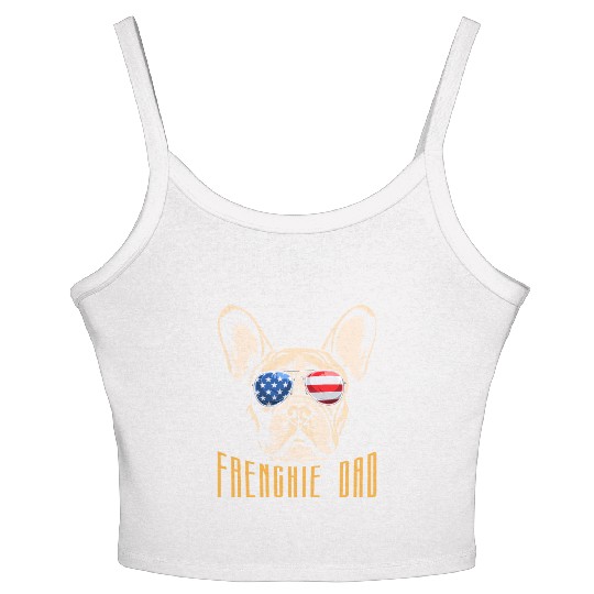 French Bulldog USA FRENCHIE DAD American Women's Spaghetti Strap Tank Top