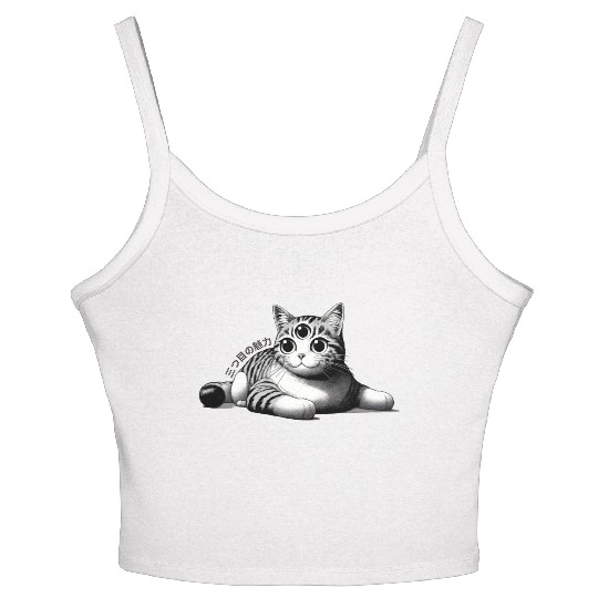 Three-Eyed Cat Enigma: A Mystical Japanese Marvel Women's Spaghetti Strap Tank Top